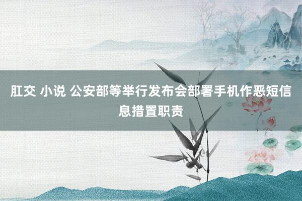 肛交 小说 公安部等举行发布会部署手机作恶短信息措置职责